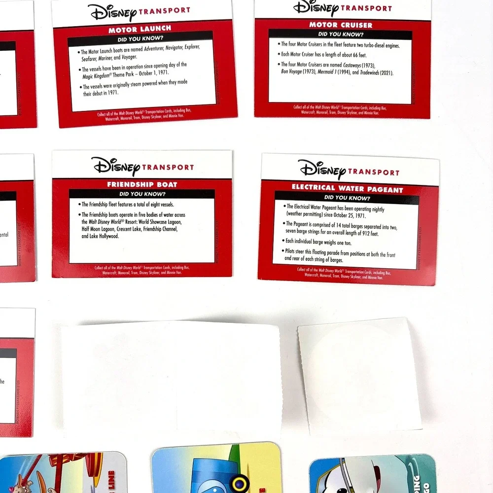 WDW 7 Transport Collection Cards Monorail Watercraft Skyliner 4 Timon Pumba Wild